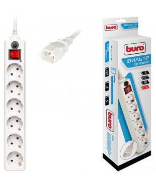 Сетевой фильтр 1.8м Buro 600SH-1.8-UPS-W 6 розеток